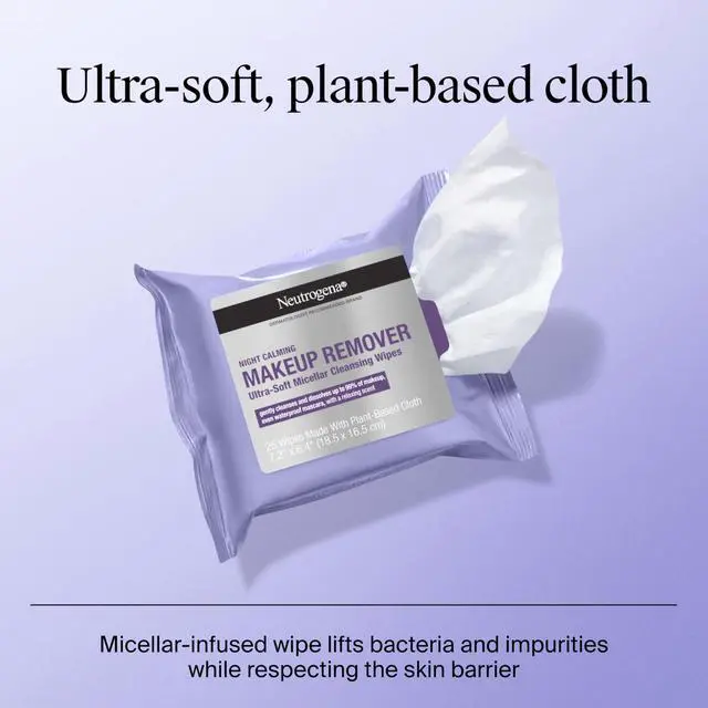 Alt view image 5 of 7 - Makeup Remover Night Calming Cleansing Towelettes, Disposable Nighttime Face Wipes to Remove Dirt, Oil & Makeup, 25 ct
