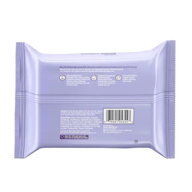 Alt view image 7 of 7 - Makeup Remover Night Calming Cleansing Towelettes, Disposable Nighttime Face Wipes to Remove Dirt, Oil & Makeup, 25 ct