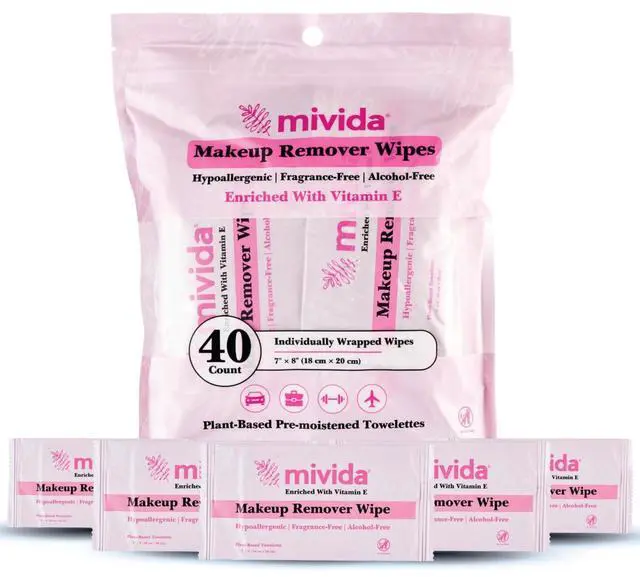 Main image of 40 Count Hypoallergenic Makeup Wipes Individually Wrapped with Vitamin E | Dermatologist Tested Face Wipes | Alcohol-Free, Fragrance Free Individual Makeup Remover Wipes for Sensitive Skin