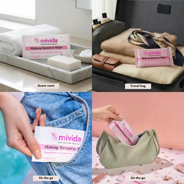 Alt view image 5 of 7 - 40 Count Hypoallergenic Makeup Wipes Individually Wrapped with Vitamin E | Dermatologist Tested Face Wipes | Alcohol-Free, Fragrance Free Individual Makeup Remover Wipes for Sensitive Skin