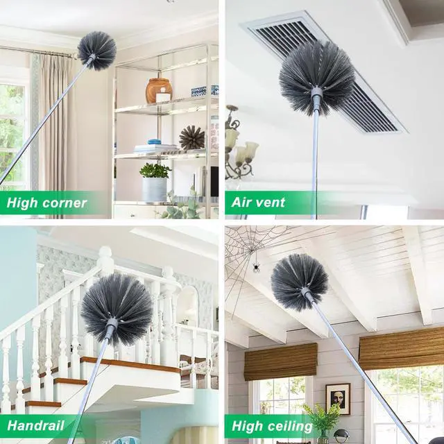 Alt view image 7 of 7 - 100" Microfiber Feather Dusters for Cleaning, Cobweb Duster with Extension Pole, Spider Web Brush & Ceiling Cleaning Tools, Dust Remover Set for Cleaning High Ceilings, Furniture, Ceiling Fan, Blinds