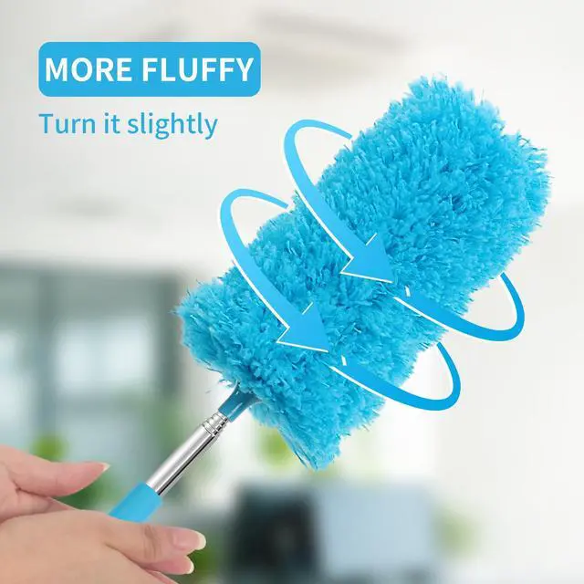Alt view image 2 of 7 - Mini Microfiber Duster for Cleaning, Hand Duster with Extension Pole, Washable Small Duster for Car Interior, Office, Furniture