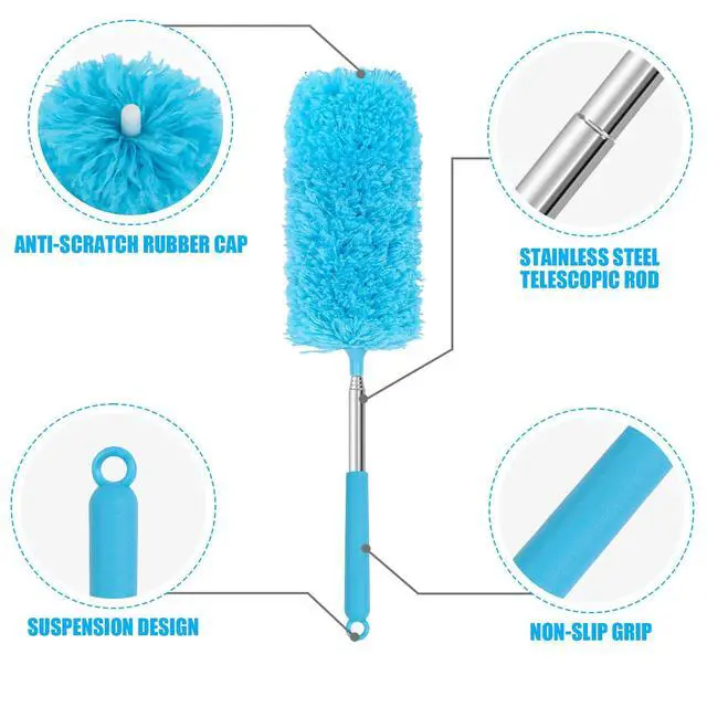 Alt view image 7 of 7 - Mini Microfiber Duster for Cleaning, Hand Duster with Extension Pole, Washable Small Duster for Car Interior, Office, Furniture