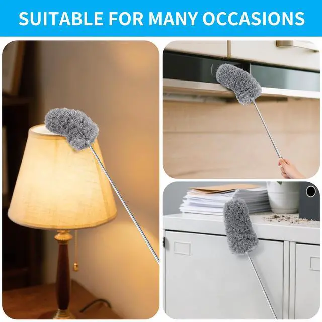 Alt view image 5 of 7 - Mini Microfiber Duster for Cleaning, Hand Duster with Extension Pole, Washable Small Duster for Car Interior, Office, Furniture