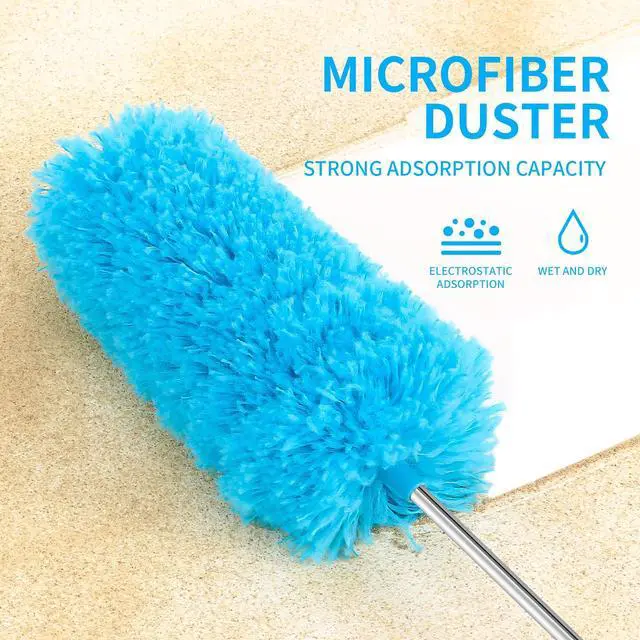 Alt view image 4 of 7 - Mini Microfiber Duster for Cleaning, Hand Duster with Extension Pole, Washable Small Duster for Car Interior, Office, Furniture