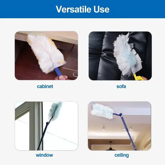 Alt view image 4 of 6 - Replacement Handles Compatible with Swiffer Duster Refill, Swiffer Duster Extended Handle,Foldable & Extendable Dust Handle Only(Blue 3pcs)