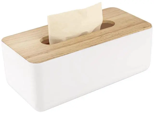Main image of Wood Tissue Box Cover Gloves Box Holder Wooden Rectangular Tissue Box Holder for Storage on Bathroom Vanity, Countertop, Bedroom Dresser (Large(10.2 x 5.1 x 4.5))