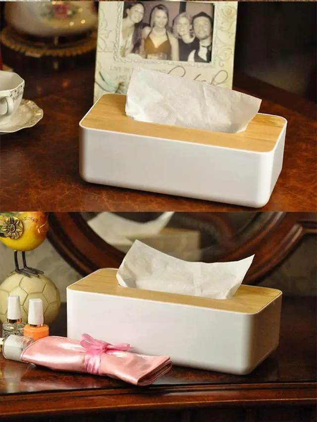Alt view image 4 of 7 - Wood Tissue Box Cover Gloves Box Holder Wooden Rectangular Tissue Box Holder for Storage on Bathroom Vanity, Countertop, Bedroom Dresser (Large(10.2 x 5.1 x 4.5))