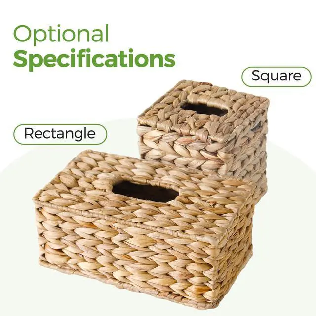 Alt view image 6 of 7 - Tissue Box Cover, Square Wicker Tissue Box Holder Facial Tissues Boxes, Hand Woven Napkin Box Tissue Holder for Bathroom Bedroom Office Table Desk Night Stand, Boho Decorative, Natural