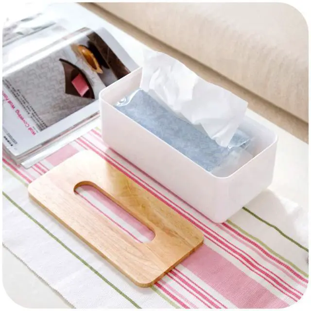 Alt view image 5 of 7 - Wood Tissue Box Cover Gloves Box Holder Wooden Rectangular Tissue Box Holder for Storage on Bathroom Vanity, Countertop, Bedroom Dresser (Large(10.2 x 5.1 x 4.5))
