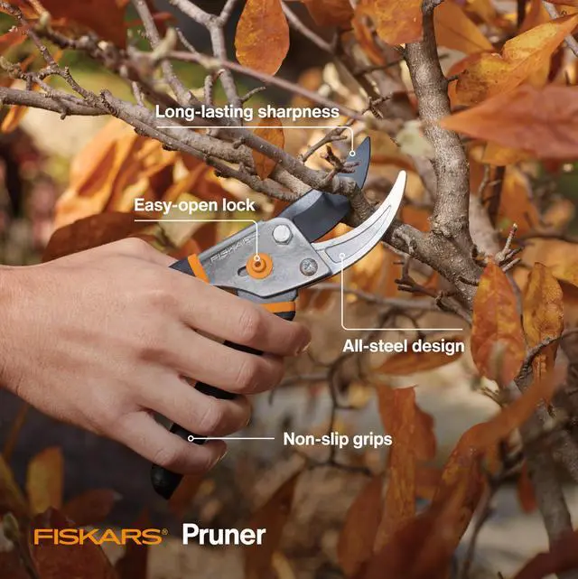 Alt view image 2 of 7 - Bypass Pruning Shears, 5/8" Cut Capacity Gardening Scissors, Self-Cleaning Sap Groove Prevents Sticking, Non-Slip Grip for Cutting Stems & Branches, Sharp Steel Blades w/ Low-Friction Coating