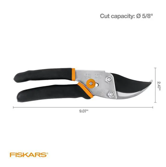 Alt view image 7 of 7 - Bypass Pruning Shears, 5/8" Cut Capacity Gardening Scissors, Self-Cleaning Sap Groove Prevents Sticking, Non-Slip Grip for Cutting Stems & Branches, Sharp Steel Blades w/ Low-Friction Coating