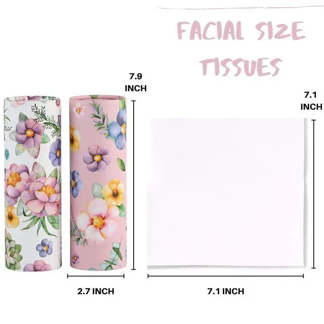 Alt view image 2 of 7 - 200 Sheets Car Tissues Holder with Facial Tissues 3-ply Travel Tissue Tubes 4 PK Tissues Box Container Perfect Fit for Car Cup Holder Cylinder (Pink)
