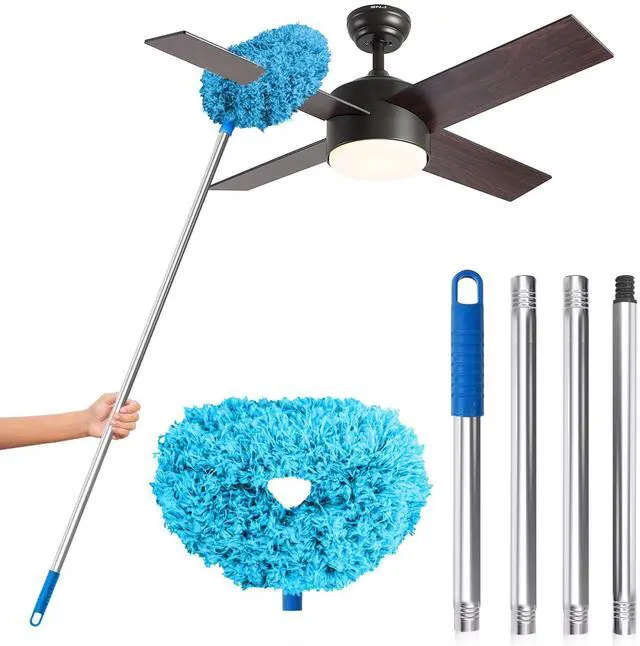 Main image of Ceiling Fan Cleaner Duster, Reusable Microfiber Duster with Extension Pole, 13 to 48 Inch Fan Blade Cleaner, Removable Dusters for Cleaning Walls Bookshelves Door Window Top (Blue)