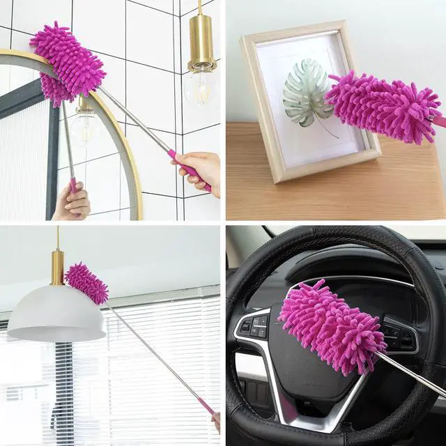 Alt view image 4 of 6 - Microfiber Duster for Cleaning, Hand Washable Dusters with 2pcs Replaceable Microfiber Head, Extendable Pole, Detachable Cleaning Brush Tool for Office, Car, Window, Furniture, Ceiling Fan