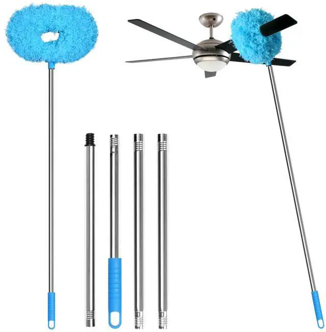 Main image of 13-49.7 Inches Ceiling Fan Duster with Extension Pole, Adjustable and Removable Cleaner Blade for High Ceiling, Fan Cleaner for Window Door Furniture (Blue)