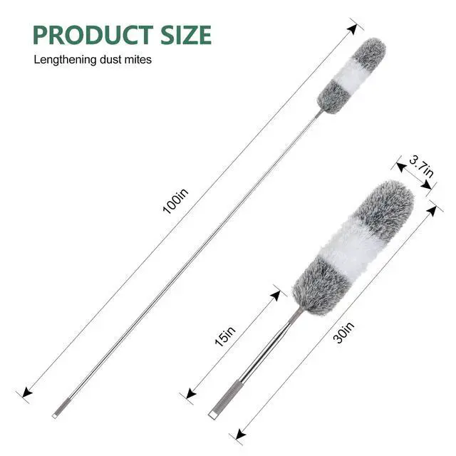 Alt view image 2 of 7 - Extra-Long Dusters with Extension Pole 100-inch for Cleaning Bendable Microfiber Head Washable Ceiling Fan Cleaner Duster for Corner