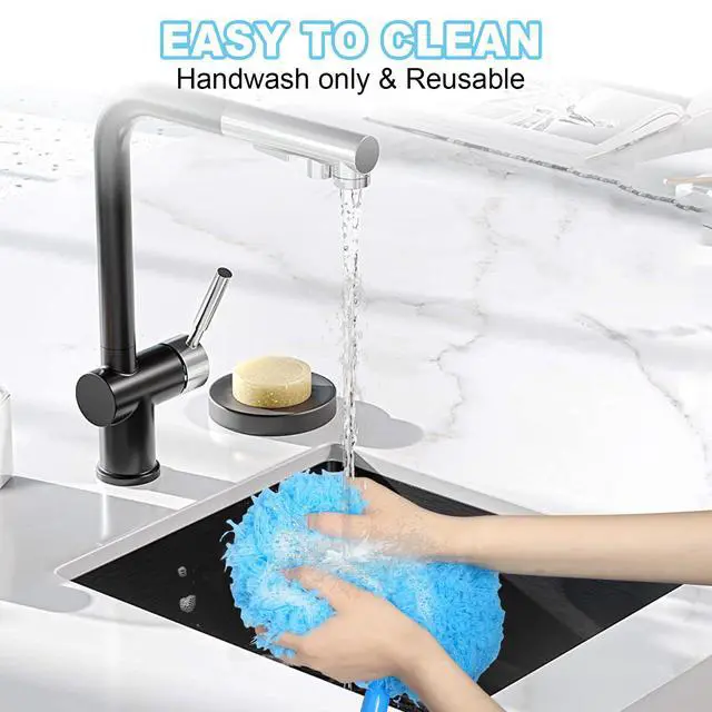 Alt view image 7 of 7 - 13-49.7 Inches Ceiling Fan Duster with Extension Pole, Adjustable and Removable Cleaner Blade for High Ceiling, Fan Cleaner for Window Door Furniture (Blue)