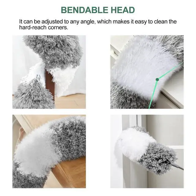 Alt view image 3 of 7 - Extra-Long Dusters with Extension Pole 100-inch for Cleaning Bendable Microfiber Head Washable Ceiling Fan Cleaner Duster for Corner