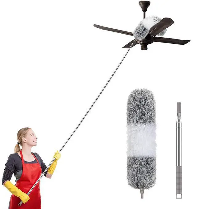 Main image of Extra-Long Dusters with Extension Pole 100-inch for Cleaning Bendable Microfiber Head Washable Ceiling Fan Cleaner Duster for Corner
