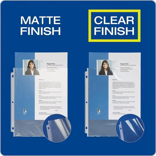 Main image of Sheet Protectors, 100 Pack, Letter Size (8.5 x 11), Heavy Duty Clear Sheet Protectors for 3 Ring Binder, Top Loading, Reinforced Holes, Non-Stick, for School and Office, Made in USA