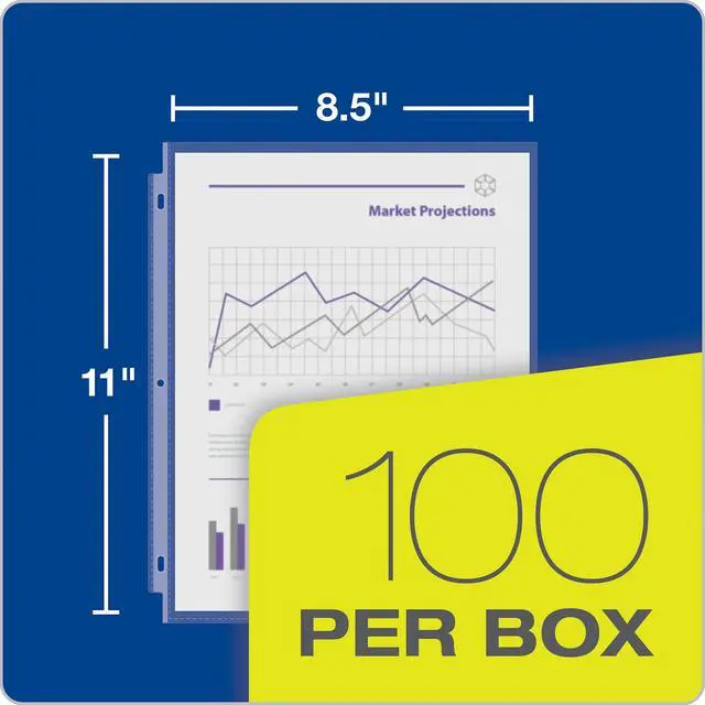 Alt view image 3 of 6 - Sheet Protectors, 100 Pack, Letter Size (8.5 x 11), Heavy Duty Clear Sheet Protectors for 3 Ring Binder, Top Loading, Reinforced Holes, Non-Stick, for School and Office, Made in USA
