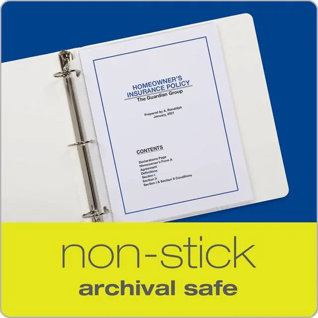 Alt view image 4 of 6 - Sheet Protectors, 100 Pack, Letter Size (8.5 x 11), Heavy Duty Clear Sheet Protectors for 3 Ring Binder, Top Loading, Reinforced Holes, Non-Stick, for School and Office, Made in USA