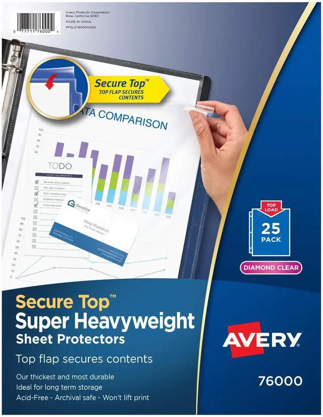 Main image of Diamond Clear Top Sheet Protectors, Super Heavyweight Page Protectors for 3 Ring Binder, Clear Binder Sheet, 25 Count (76000)