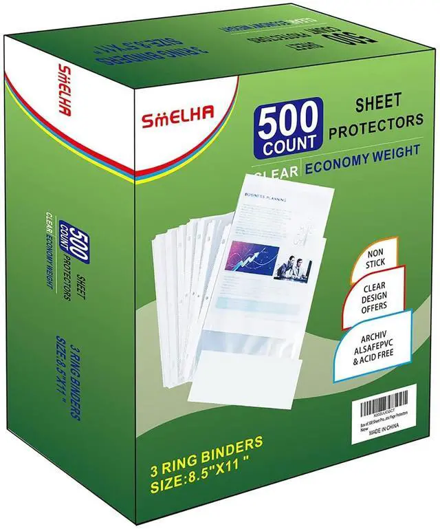 Main image of Sheet Protectors 500 Page,Page Protector 8.5" x 11" Upgraded Clear Plastic Page Protectors,for 3 Ring Binder, Top Loading Paper Protector with Reinforced Holes,Holds Multiple SheetsLetter Size