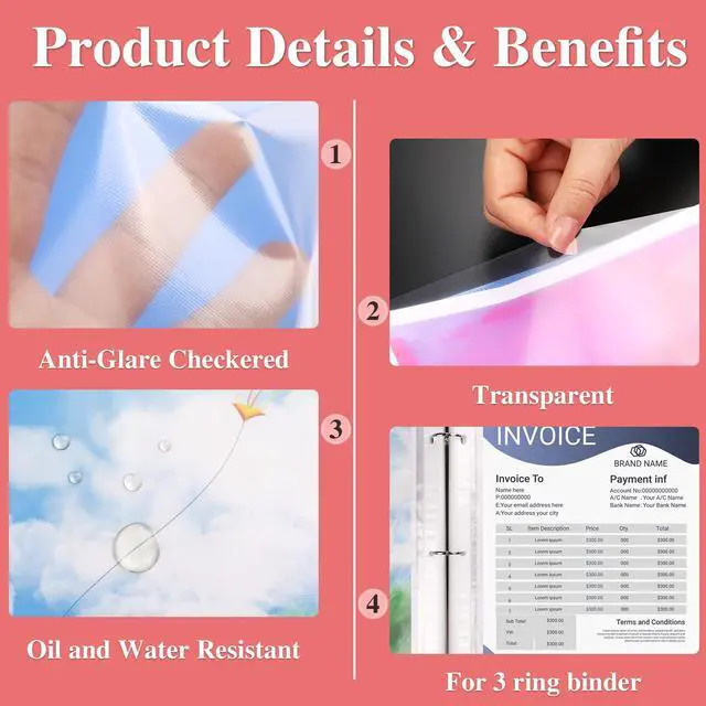 Alt view image 4 of 6 - 200 Pack Sheet Protectors 8.5 x 11 inch Clear Page Protectors for 3 Ring Binder, Plastic Sleeves for Papers, Document
