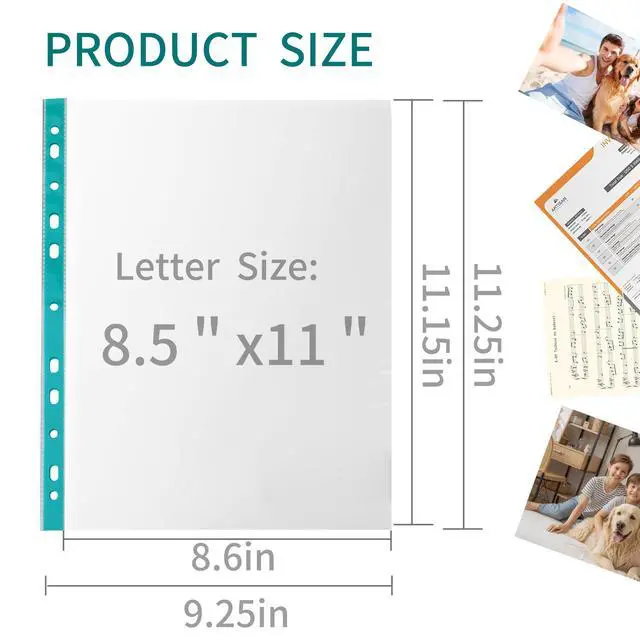 Alt view image 2 of 7 - 100 Pack Sheet Protectors for 3 Ring Binder 8.5 x 11 Clear Paper Sleeves Protector Plastic Page Protetors Document Protetors Sheet Protectors Letter Size Plastic Sheets for Binders