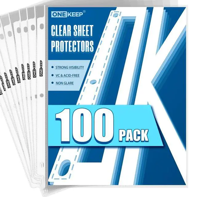 Alt view image 7 of 7 - 100 Pack Sheet Protectors, Top Loading Reinforced 3-Hole Page