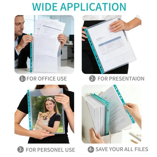Alt view image 6 of 7 - 100 Pack Sheet Protectors for 3 Ring Binder 8.5 x 11 Clear Paper Sleeves Protector Plastic Page Protetors Document Protetors Sheet Protectors Letter Size Plastic Sheets for Binders