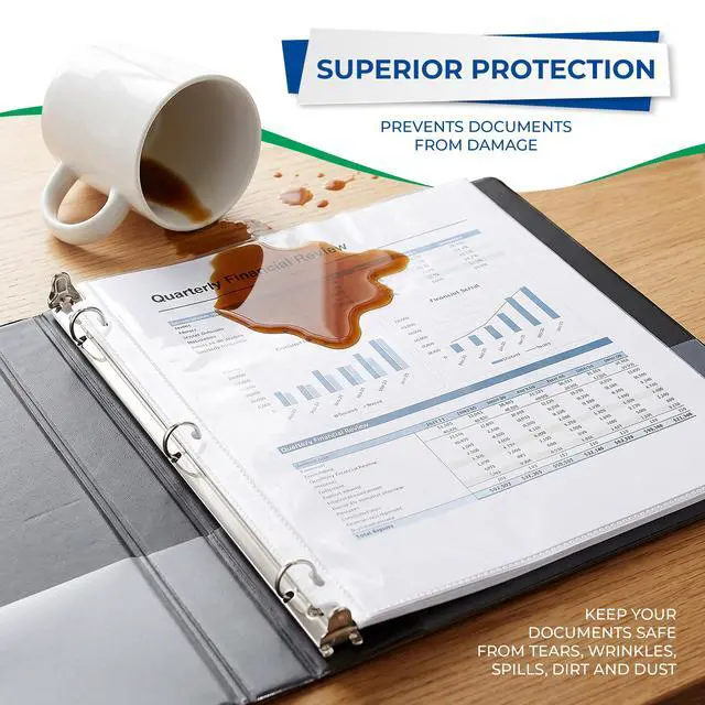 Alt view image 4 of 7 - 200 Pack Sheet Protectors, 8.5x11 Inch Page Protectors for 3 Ring Binder, Standard Weight, Non-Glare Protector, Letter Size, Top Loading, Acid Free