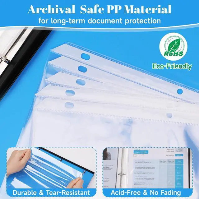 Alt view image 4 of 7 - 50 Pack Sheet Protectors for 3 Ring Binder - Clear Page Protectors & Plastic Sleeves for Paper 8.5x11 Inch, Binder Sleeves and Paper Protector Sheet for Document, Letter Size, Top Loading