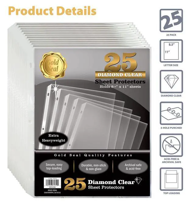 Alt view image 3 of 6 - Sheet Protectors, 25 Pack 8.5 x 11 Anti-Glare Sheet Protectors for 3 Ring Binder, Top Load Page Protectors for 3 Ring Binder, Durable Clear Plastic Sleeves