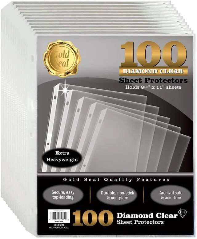 Main image of Page Protectors, 100 Pack Diamond Clear 4 Mil Heavyweight Page Protectors for 3 Ring Binder, 8.5 x 11 Top Load Clear Binder Sleeves, Durable Sheet Protectors