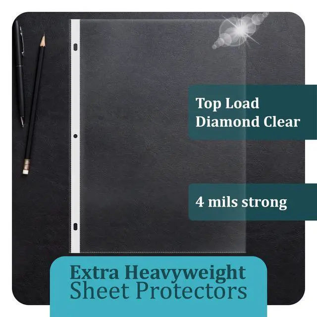 Alt view image 2 of 7 - Page Protectors, 100 Pack Diamond Clear 4 Mil Heavyweight Page Protectors for 3 Ring Binder, 8.5 x 11 Top Load Clear Binder Sleeves, Durable Sheet Protectors