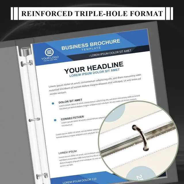 Alt view image 3 of 7 - Page Protectors for 3 Ring Binder, Sheet Protectors 8.5 x 11 Inch, 200 Per Box Clear Sheet Protectors for 3 Ring Binder, Plastic Sleeves for Paper 8.5x11 Heavy Duty, Top Load & Reinforced 3-Hole.