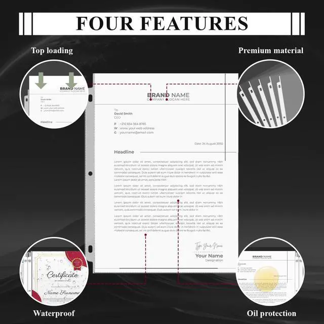 Alt view image 4 of 7 - Page Protectors for 3 Ring Binder, Sheet Protectors 8.5 x 11 Inch, 200 Per Box Clear Sheet Protectors for 3 Ring Binder, Plastic Sleeves for Paper 8.5x11 Heavy Duty, Top Load & Reinforced 3-Hole.