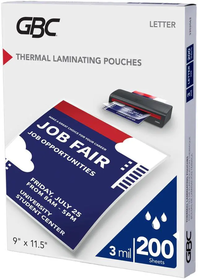 Main image of Laminating Sheets, Thermal Laminator Pouches, 3 Mil, Fits Letter Size Paper 9 x 11.5 Inch, 200 Count (3202062D)