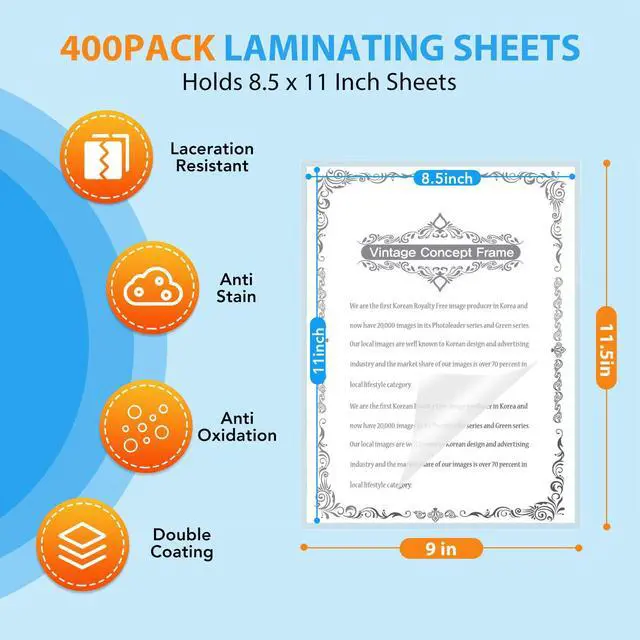 Alt view image 6 of 7 - 400 Pack Laminating Sheets, Holds 8.5 x 11 Inch Sheets, 3 mil, 9 x 11.5 Inches Thermal Laminating Pouches Lamination Sheet Paper for Laminator, Clear, Letter Size, Office and School Supplies