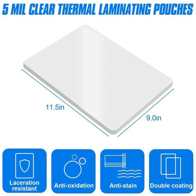 Alt view image 2 of 7 - 200 Pack Laminating Sheets, Holds 8.5 x 11 Inch Sheets, 5 Mil Clear Thermal Laminating Pouches 9 x 11.5 Inch Lamination Sheet Paper for Laminator, Round Corner Letter Size