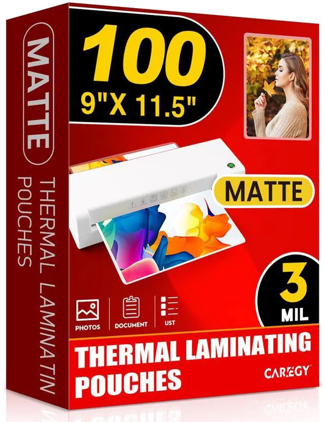 Main image of Matte Laminating Sheets,100 Pack 9 x 11.5 Inches,3 Mil Thick,Ultra Clear with Matte Finish, Fitted for Letter Size Thermal Laminating Pouches 8.5 x 11