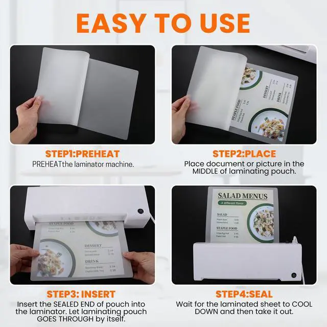 Alt view image 6 of 7 - Matte Laminating Sheets,100 Pack 9 x 11.5 Inches,3 Mil Thick,Ultra Clear with Matte Finish, Fitted for Letter Size Thermal Laminating Pouches 8.5 x 11