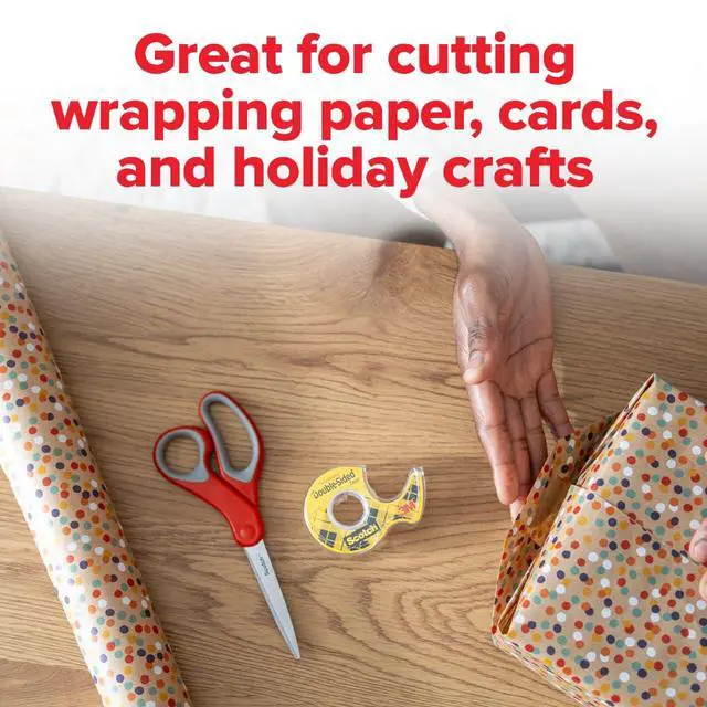 Alt view image 7 of 7 - Multi-Purpose Stainless Steel Scissors, 8 Inches, Red & Gray, Great for Home, School and Office