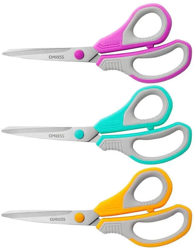 Main image of 8.5" Scissors All Purpose 3 Pack, Ultra Sharp 2.5mm Thick Blade Scissors for Office, Professional Ergonomic Comfort Grip for Office School Home Fabric Sewing DIY Craft Cutting General Use
