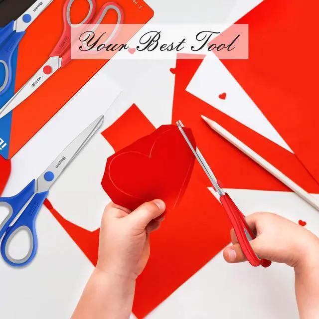 Alt view image 7 of 7 - Scissors,8" All Purpose Scissors Bulk 3-Pack, Ultra Sharp 2.5mm Thick Blade Shears Comfort-Grip for Office Desk Accessories Sewing Fabric Home Craft School Supplies, Right/Left Handed
