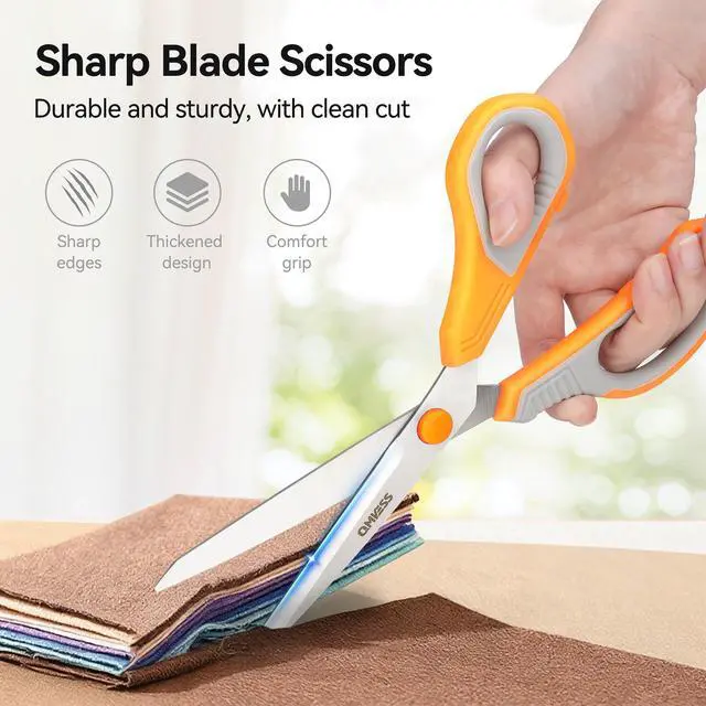 Alt view image 2 of 7 - 8.5" Scissors All Purpose 3 Pack, Ultra Sharp 2.5mm Thick Blade Scissors for Office, Professional Ergonomic Comfort Grip for Office School Home Fabric Sewing DIY Craft Cutting General Use