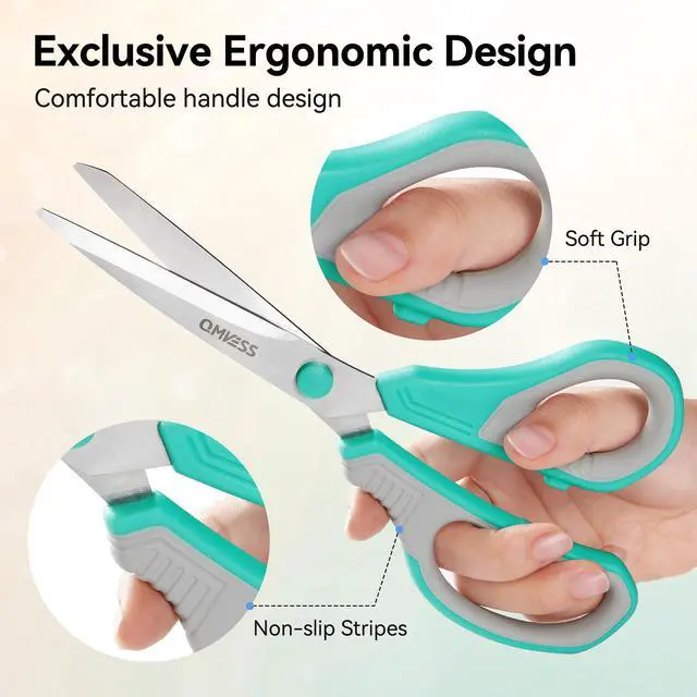 Alt view image 4 of 7 - 8.5" Scissors All Purpose 3 Pack, Ultra Sharp 2.5mm Thick Blade Scissors for Office, Professional Ergonomic Comfort Grip for Office School Home Fabric Sewing DIY Craft Cutting General Use